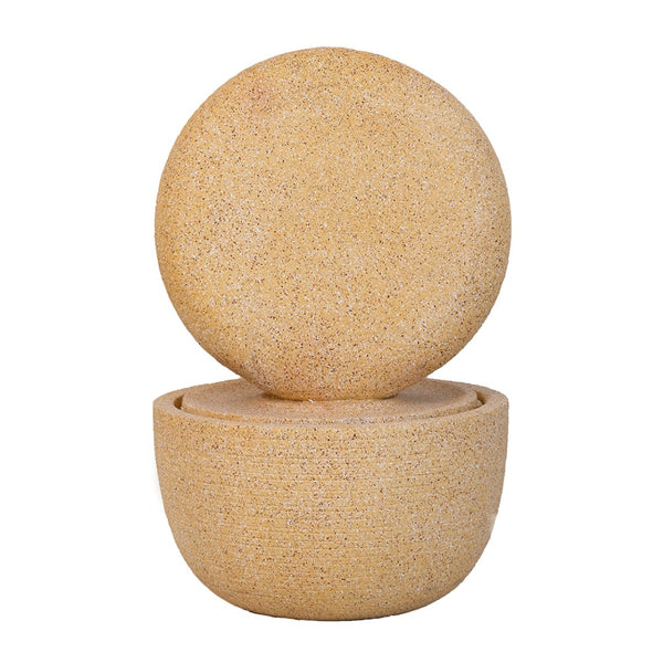 English Elm 21.7x21.7x34.3" Two Tier Cement Outdoor Fountain with Built-in Light and Recirculating Pump W2078S00012