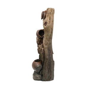 English Elm 12.4x11.6x37.8" Three Tier Tree Trunk Outdoor Fountain with Led Lights Pump Included W2078P178872