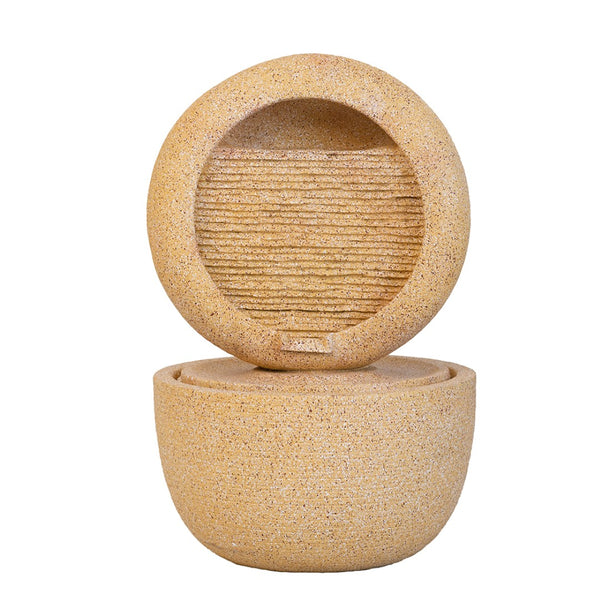 English Elm 21.7x21.7x34.3" Two Tier Cement Outdoor Fountain with Built-in Light and Recirculating Pump W2078S00012