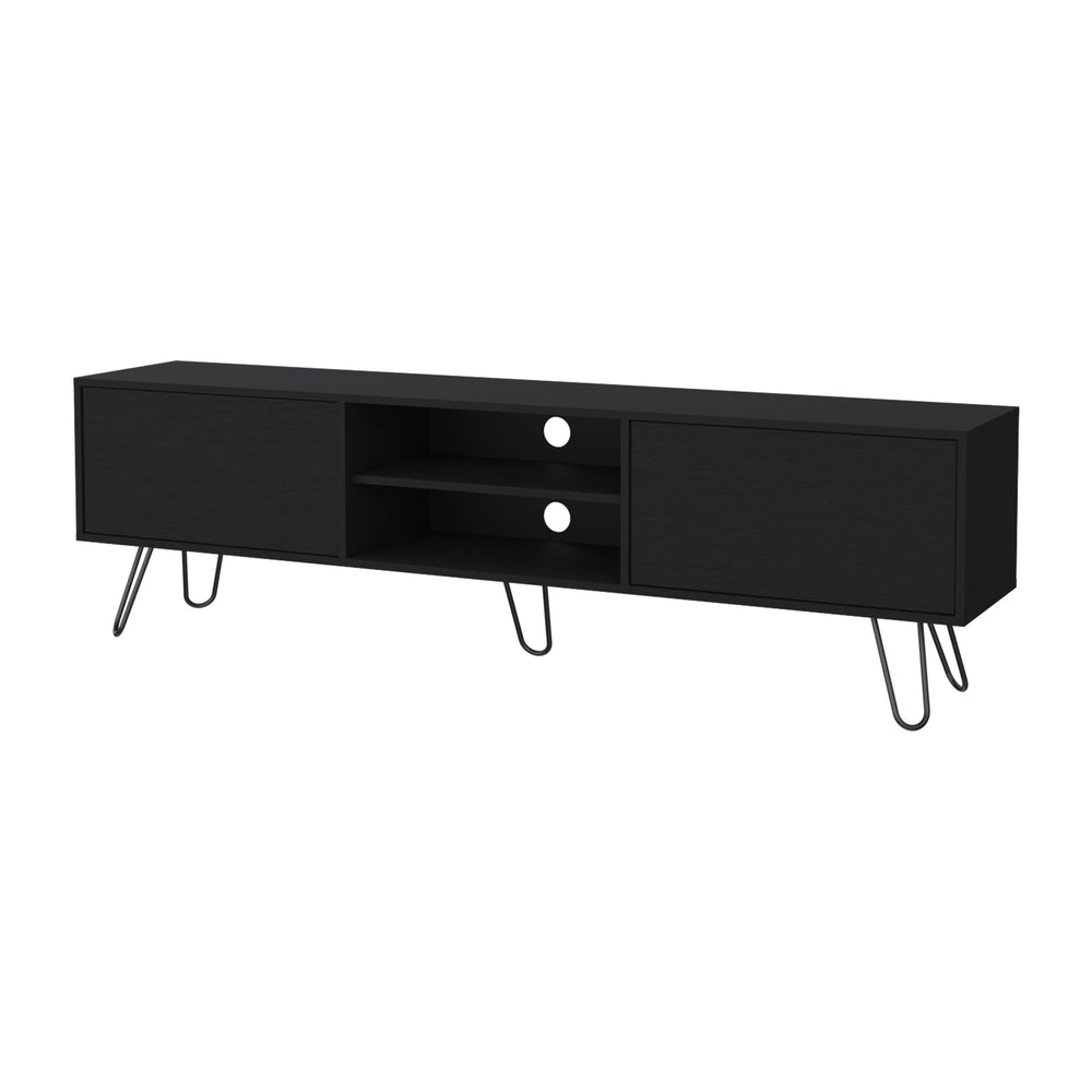 English Elm Selby TV Rack with Hairpin Legs, Spacious Storage, Cable Management, Fits 55" TVs, Modern Accent B128P176180