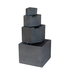 English Elm 19.7x19.7x41.7" Gray Cement Four Tier Outdoor Water Fountain Cascading Garden Accent W2078P178867