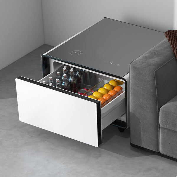 English Elm Modern Smart Side Table: Mini Fridge, Wireless Charging, Usb Ports & Induction Light For Convenience W1172P178864