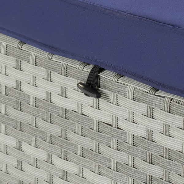 English Elm Outdoor Chaise Lounge Chair - Stylish Gray Pe Rattan With Deep-Blue Cushion For Ultimate Comfort W874P146996