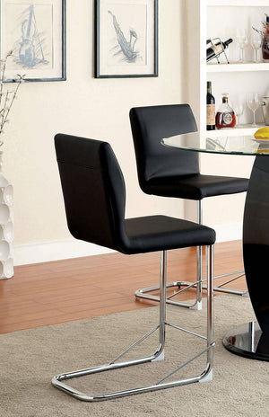 English Elm Modern Leatherette Counter Height Dining Chairs with Padded Seats and Sleek Chrome Legs, Set of 2 Black 19 L x 26 W x 20 H B011P178973