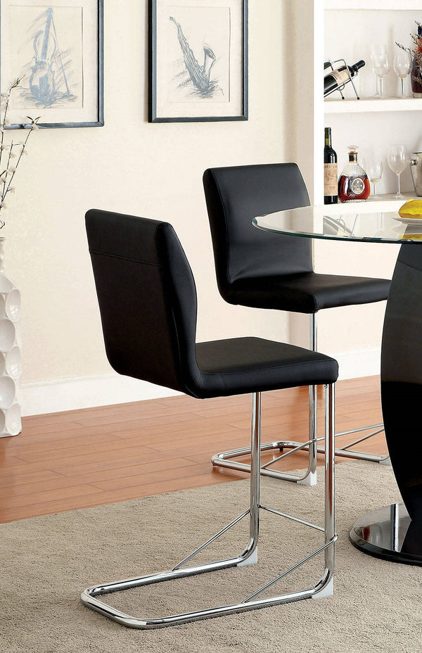 English Elm Modern Leatherette Counter Height Dining Chairs with Padded Seats and Sleek Chrome Legs, Set of 2 Black 19 L x 26 W x 20 H B011P178973