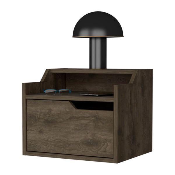 English Elm Florence Floating Nightstand Wall-Mounted with Drawer & Dual Shelves, Modern Storage, 5 Finishes B128P176109