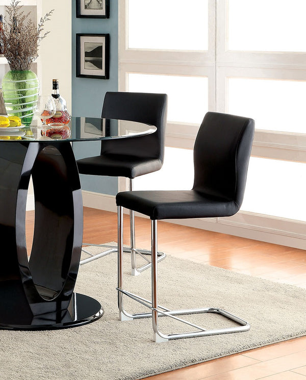 English Elm Modern Leatherette Counter Height Dining Chairs with Padded Seats and Sleek Chrome Legs, Set of 2 Black 19 L x 26 W x 20 H B011P178973