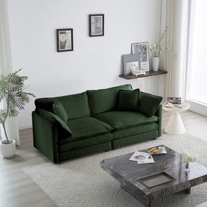 English Elm 3 Piece Sofa Set In Lush Green Chenille With Arm Pillows - Stylish, Space-Saving & Versatile Comfort W714S00452