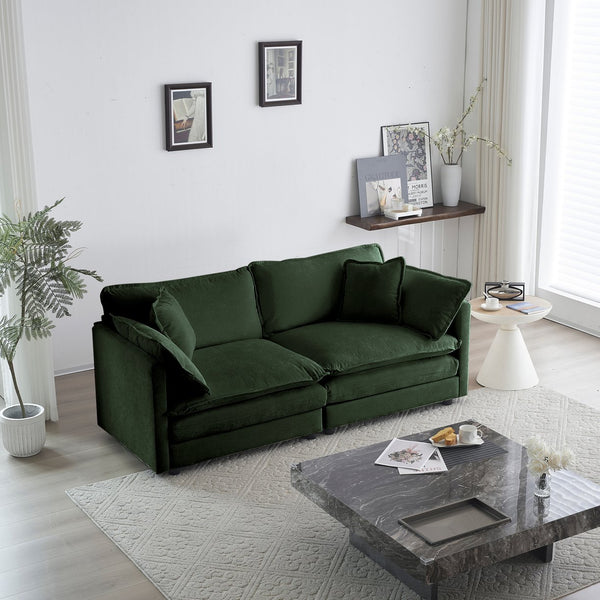 English Elm 3 Piece Sofa Set - Versatile Green Chenille Couch, 2X2 Seaters & 1X3 Seater For Cozy Living Spaces W714S00461