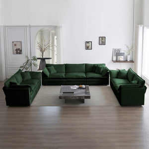 English Elm 3 Piece Sofa Set - Versatile Green Chenille Couch, 2X2 Seaters & 1X3 Seater For Cozy Living Spaces W714S00461