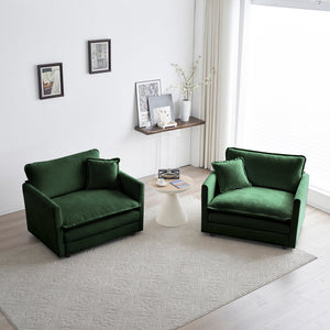 English Elm 3 Piece Sofa Set In Lush Green Chenille With Arm Pillows - Stylish, Space-Saving & Versatile Comfort W714S00452