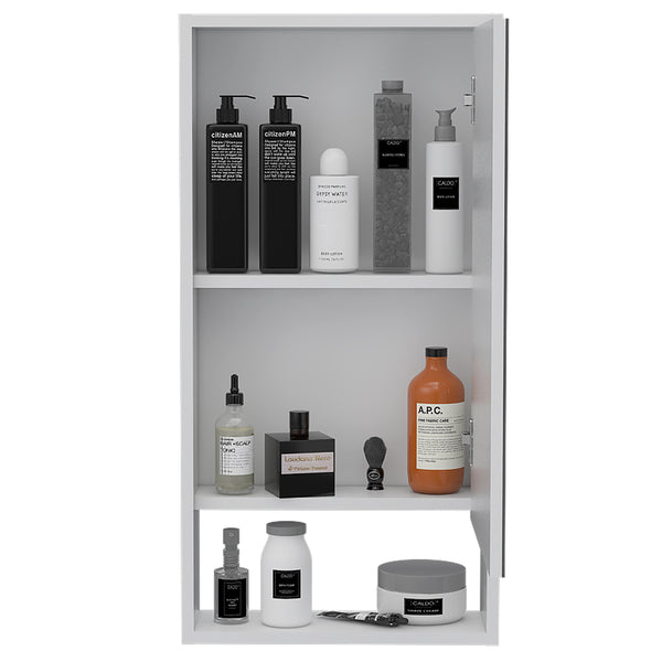 English Elm Modesto Recessed Medicine Cabinet with Mirrored Door, One Open Shelf & Two Interior Shelves—Stylish Storage B128P148755