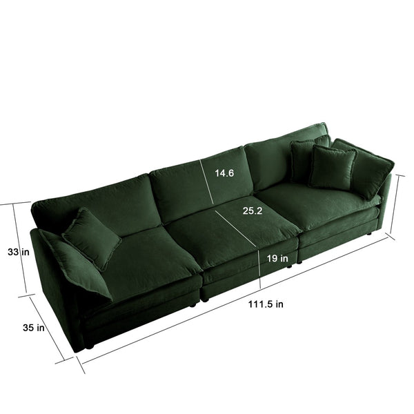 English Elm Sofa Set Of 2 Modern Green Chenille Couch, Versatile 2+3 Seater For Stylish Living Room Spaces W714S00460-GIGA