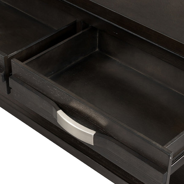 English Elm 48x19x29.5" Oak Veneer Console Table Two Drawers Open Shelf Entryway Accent W2078P179683