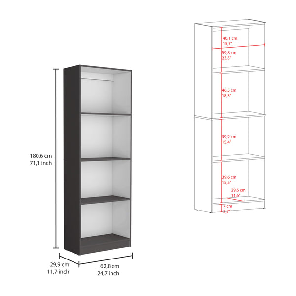 English Elm Home Modern Bookcase 4-Shelf Display Unit for Living Room or Office — Stylish Organized Storage Solution Multi 39.4 L x 2.8 W x 3.5 H B200137834