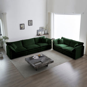 English Elm 3 Piece Sofa Set - Versatile Green Chenille Couch, 2X2 Seaters & 1X3 Seater For Cozy Living Spaces W714S00461