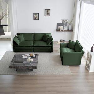 English Elm 3 Piece Sofa Set In Green Chenille - Versatile Arm Chairs & 2-Seat Sofa For Stylish Living Spaces W714S00326