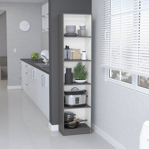English Elm Home Home Xs Bookcase 5-Tier Slim Storage Shelf, Matt Gray/White Particleboard, 71.1" H, Modern Office Decor B070137836