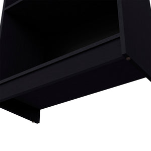 English Elm Sutton Black Bookcase with Tiered Shelves — Engineered Wood, Four Open Shelves, Compact Max Storage B128P176160
