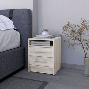 English Elm Philadelphia Nightstand Light Gray with Two Drawers, Concealed Shelf & Metal Pulls — Elegant Storage Solution B128P148785