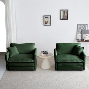 English Elm 3 Piece Sofa Set In Green Chenille - Versatile Arm Chairs & 2-Seat Sofa For Stylish Living Spaces W714S00326