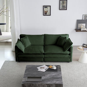 English Elm 3 Piece Sofa Set - Versatile Green Chenille Couch, 2X2 Seaters & 1X3 Seater For Cozy Living Spaces W714S00461