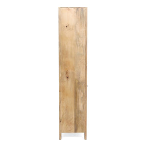 English Elm 36x15x72" Mango Wood Bookcase with Jute Drawer Four Open Shelves Bohemian Storage W2078P179283