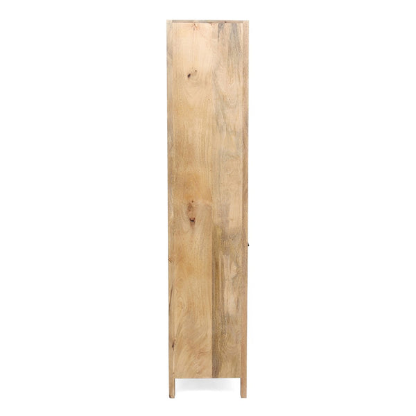 English Elm 36x15x72" Mango Wood Bookcase with Jute Drawer Four Open Shelves Bohemian Storage W2078P179283