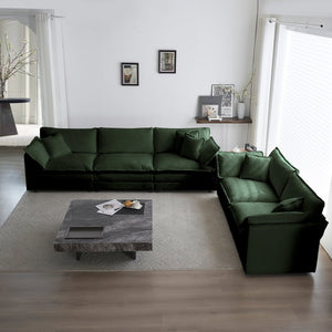 English Elm 3 Piece Sofa Set - Versatile Green Chenille Couch, 2X2 Seaters & 1X3 Seater For Cozy Living Spaces W714S00461