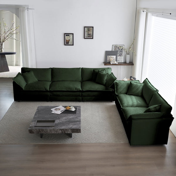 English Elm 3 Piece Sofa Set - Versatile Green Chenille Couch, 2X2 Seaters & 1X3 Seater For Cozy Living Spaces W714S00461