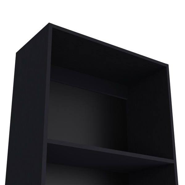 English Elm Sutton Black Bookcase with Tiered Shelves — Engineered Wood, Four Open Shelves, Compact Max Storage B128P176160