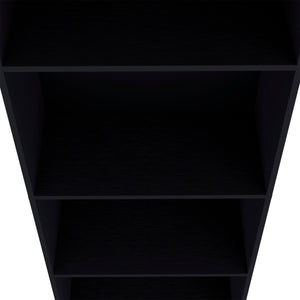 English Elm Sutton Black Bookcase with Tiered Shelves — Engineered Wood, Four Open Shelves, Compact Max Storage B128P176160
