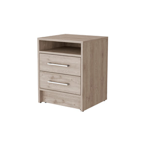 English Elm Philadelphia Nightstand Light Gray with Two Drawers, Concealed Shelf & Metal Pulls — Elegant Storage Solution B128P148785
