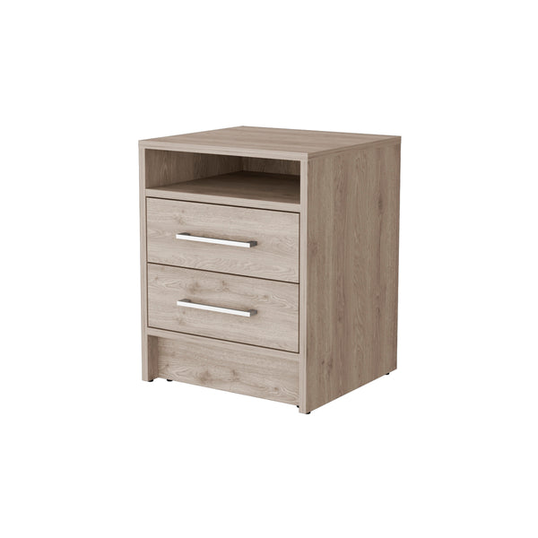 English Elm Philadelphia Nightstand Light Gray with Two Drawers, Concealed Shelf & Metal Pulls — Elegant Storage Solution B128P148785
