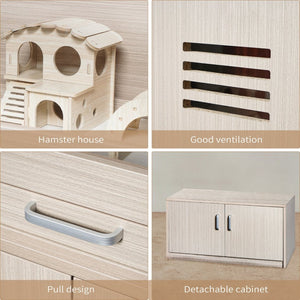English Elm Guinea Pig Solid Wood Habitat with Acrylic View Panel and Built in Storage Cabinet W1850P168632