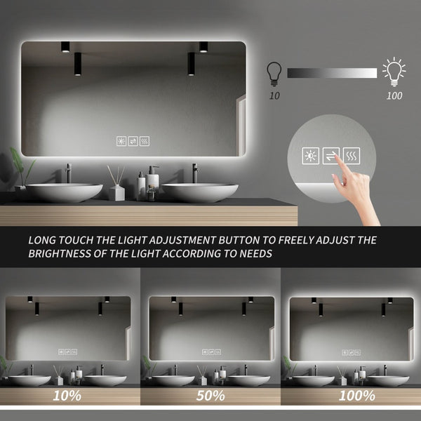 English Elm Bathroom Led Vanity Mirror Frameless Anti-fog Dimmable Wall Mount Spa Design W2071P172692