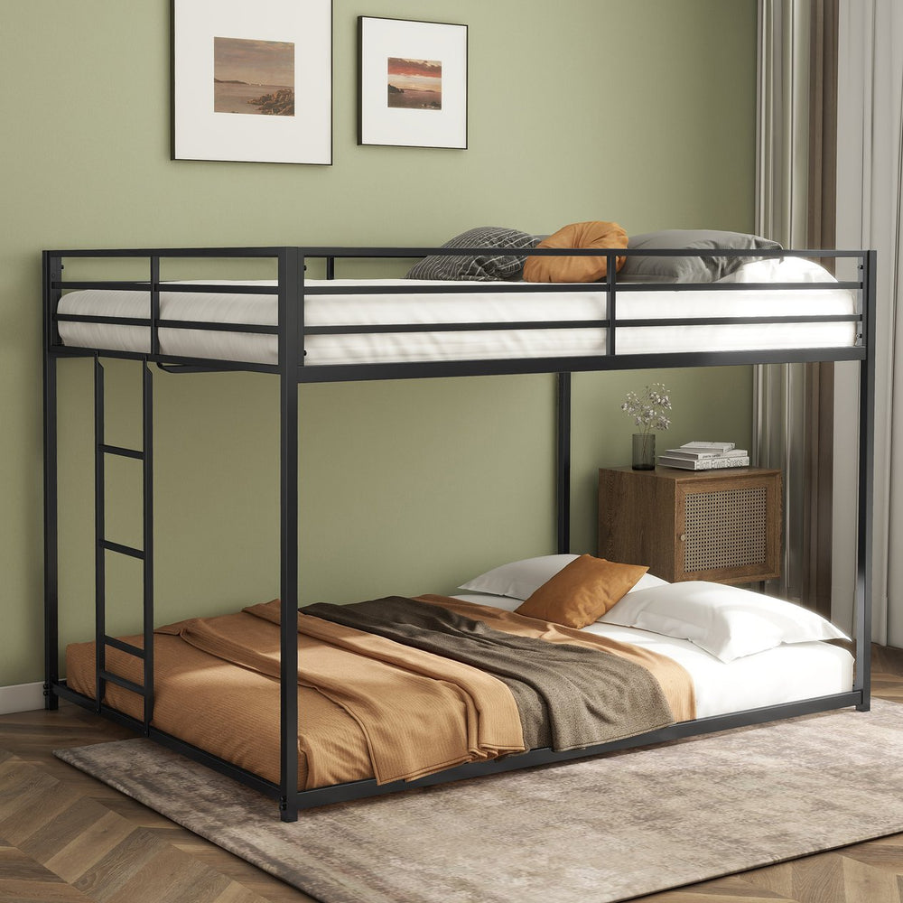 English Elm Adam Full over Full Bunk Bed Metal Black with Full-Length Guardrails, EVA Pads, Anti-Squeak Caps, Easy Assemble tools and Ladder B083P170088