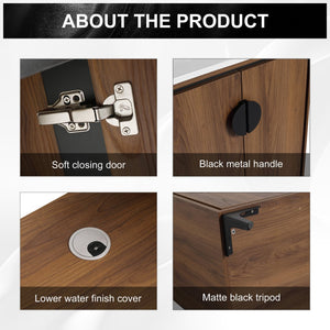 English Elm 30 LEVISTAR Bathroom Vanity with Drop-In Ceramic Sink, 2-Door Engineered Wood Cabinet, Brown, 30" W1972S00002