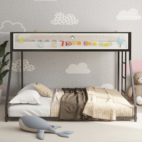 English Elm Adam Twin Over Full Metal Bunk Bed In Black – Safe, Space-Saving Design With Easy Climb Ladder & Guardrails B083P170085