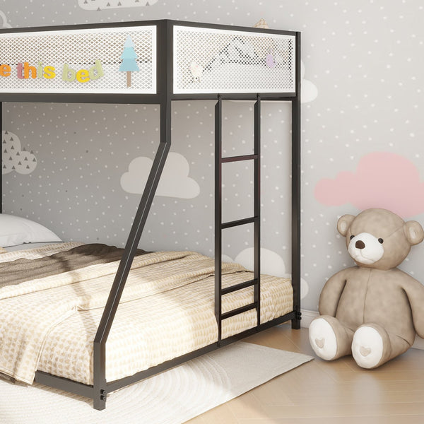 English Elm Adam Twin Over Full Metal Bunk Bed In Black – Safe, Space-Saving Design With Easy Climb Ladder & Guardrails B083P170085
