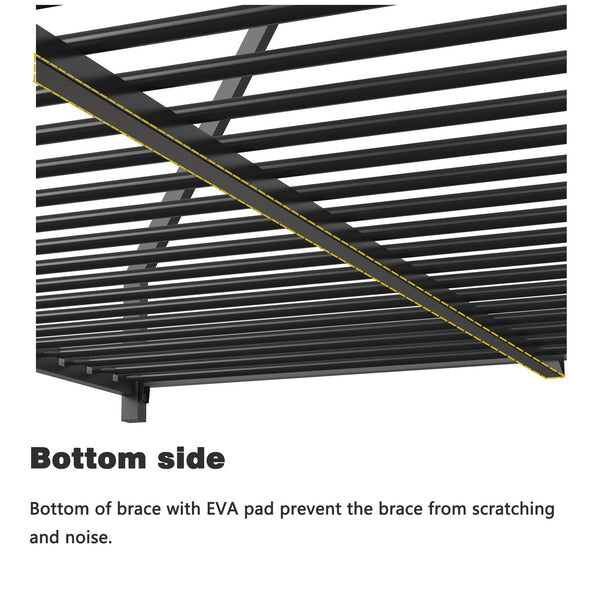 English Elm Adam Full over Full Bunk Bed Metal Black with Full-Length Guardrails, EVA Pads, Anti-Squeak Caps, Easy Assemble tools and Ladder B083P170088