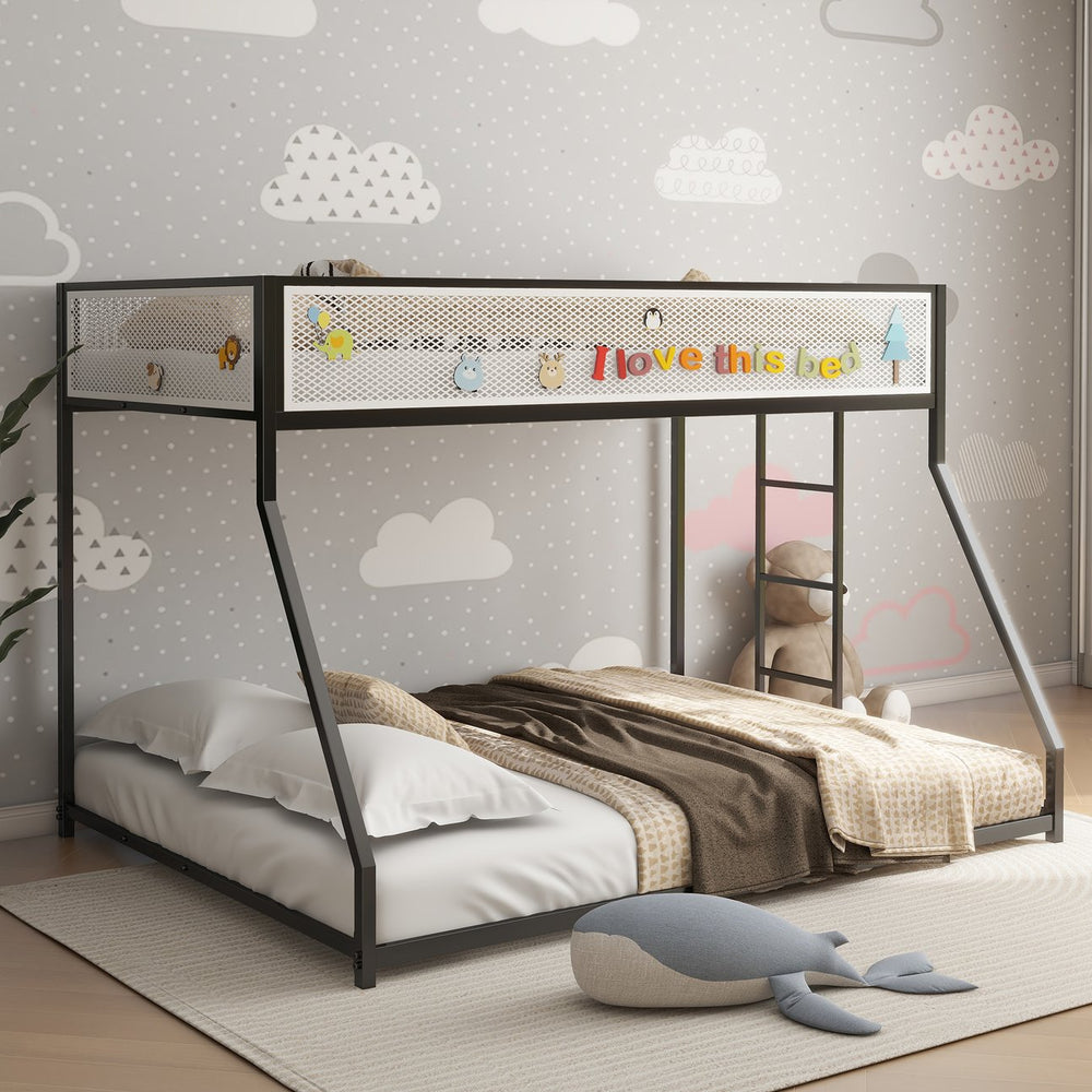 English Elm Adam Twin Over Full Metal Bunk Bed In Black – Safe, Space-Saving Design With Easy Climb Ladder & Guardrails B083P170085