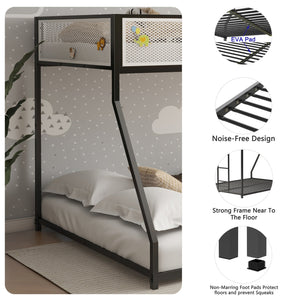 English Elm Adam Twin Over Full Metal Bunk Bed In Black – Safe, Space-Saving Design With Easy Climb Ladder & Guardrails B083P170085