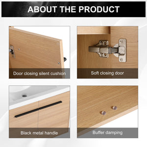 English Elm Levistar 30-Inch Oak Bathroom Vanity With Resin Sink - Modern Storage Cabinet For Small Spaces W1972P165043