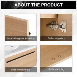 English Elm Levistar 36 Inch Oak Bathroom Vanity With Resin Sink – Stylish Storage & Easy Maintenance Cabinet Set W1972P165045