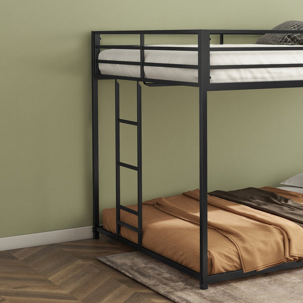 English Elm Adam Full over Full Bunk Bed Metal Black with Full-Length Guardrails, EVA Pads, Anti-Squeak Caps, Easy Assemble tools and Ladder B083P170088