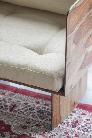 English Elm 29.5x27.6x30" Tufted Beige Cotton Accent Chair with Solid Sheesham Wood Panel Legs W2078P179275