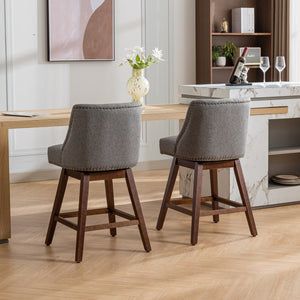 English Elm Counter Height Swivel Barstools with Curved Back Support, Plush Foam & Steel Spring Cushion, 300 lb Capacity Gray W1143P151491