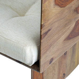 English Elm 29.5x27.6x30" Tufted Beige Cotton Accent Chair with Solid Sheesham Wood Panel Legs W2078P179275
