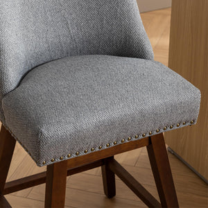 English Elm Counter Curved Back Swivel Barstool Set of 2 with 360° Rotation, Thick Cushions, Solid Wood Frame, 300 lb Capacity Gray W1143P151491